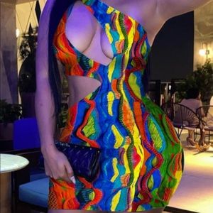 NWOT Coogi Sweater Print Cut Out Bodycon Dress